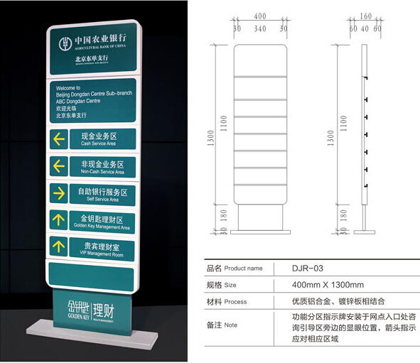 中国农业银行多功能区域指示牌 农业银行VI标识